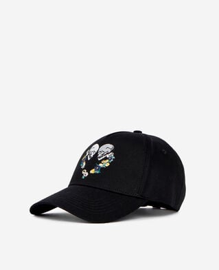 The Kooples MIXED BLACK black cap with skull heart embroidery