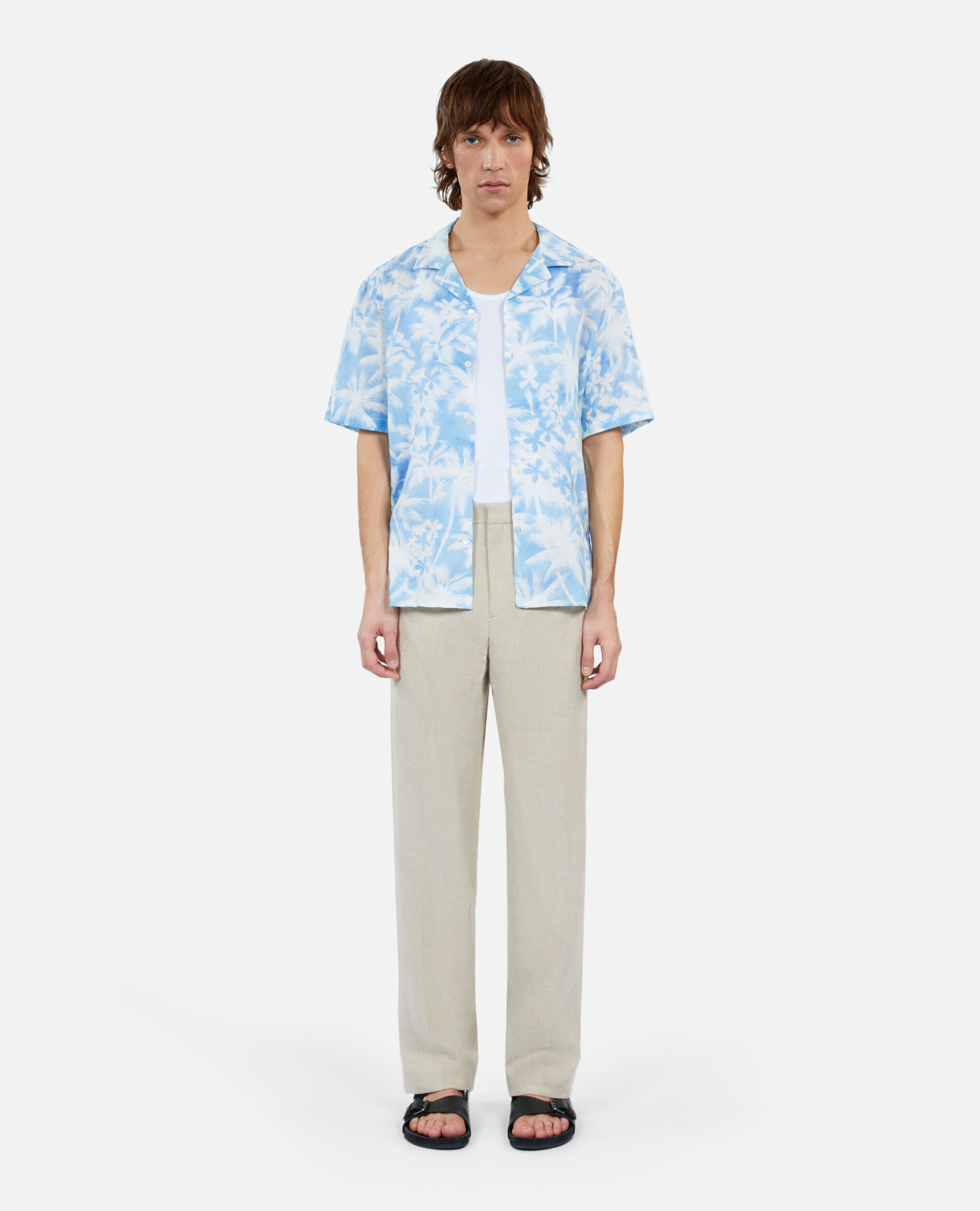 Kurzärmeliges Hemd mit Print, WHITE / BLUE, hi-res image number null