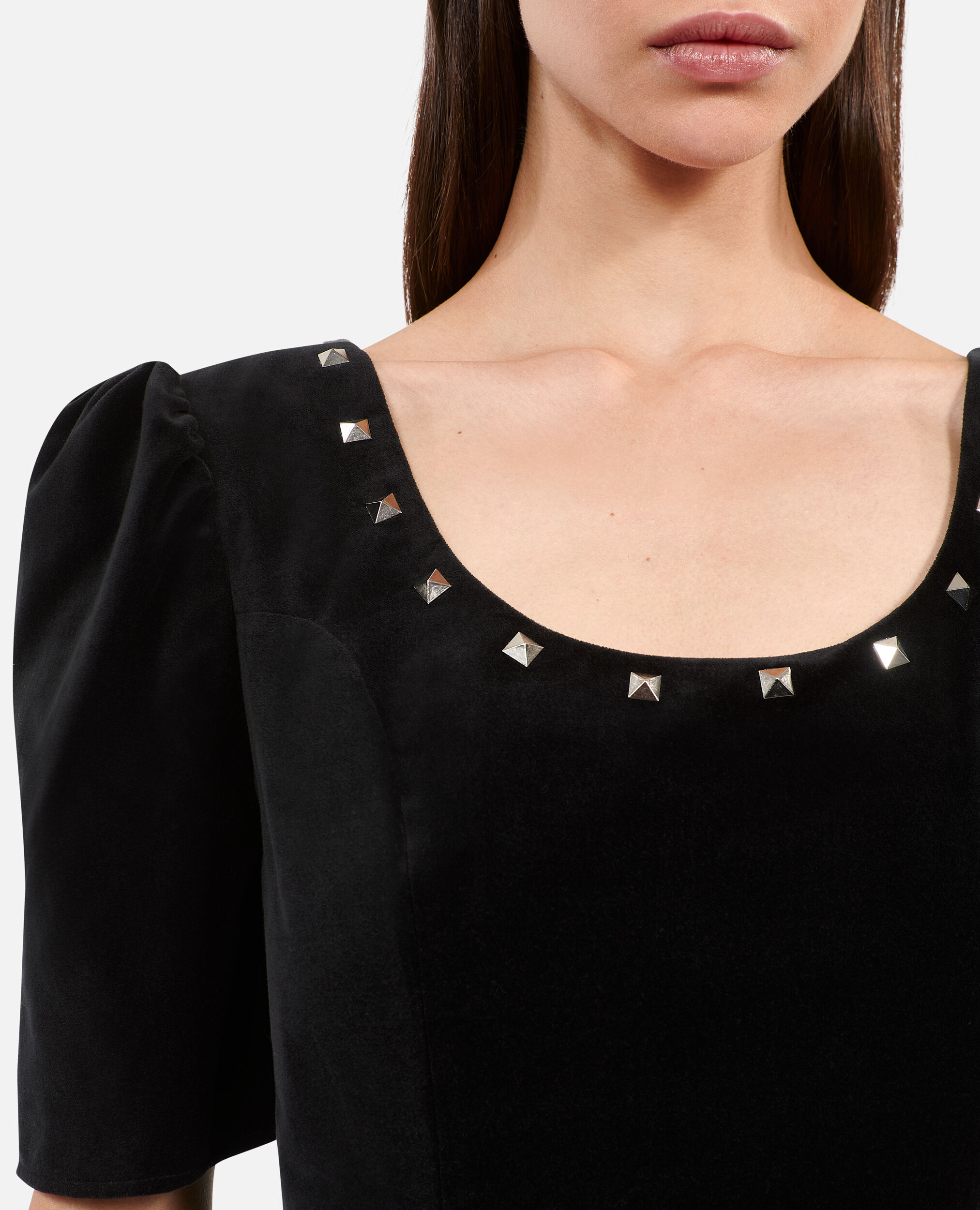 Short black velvet dress