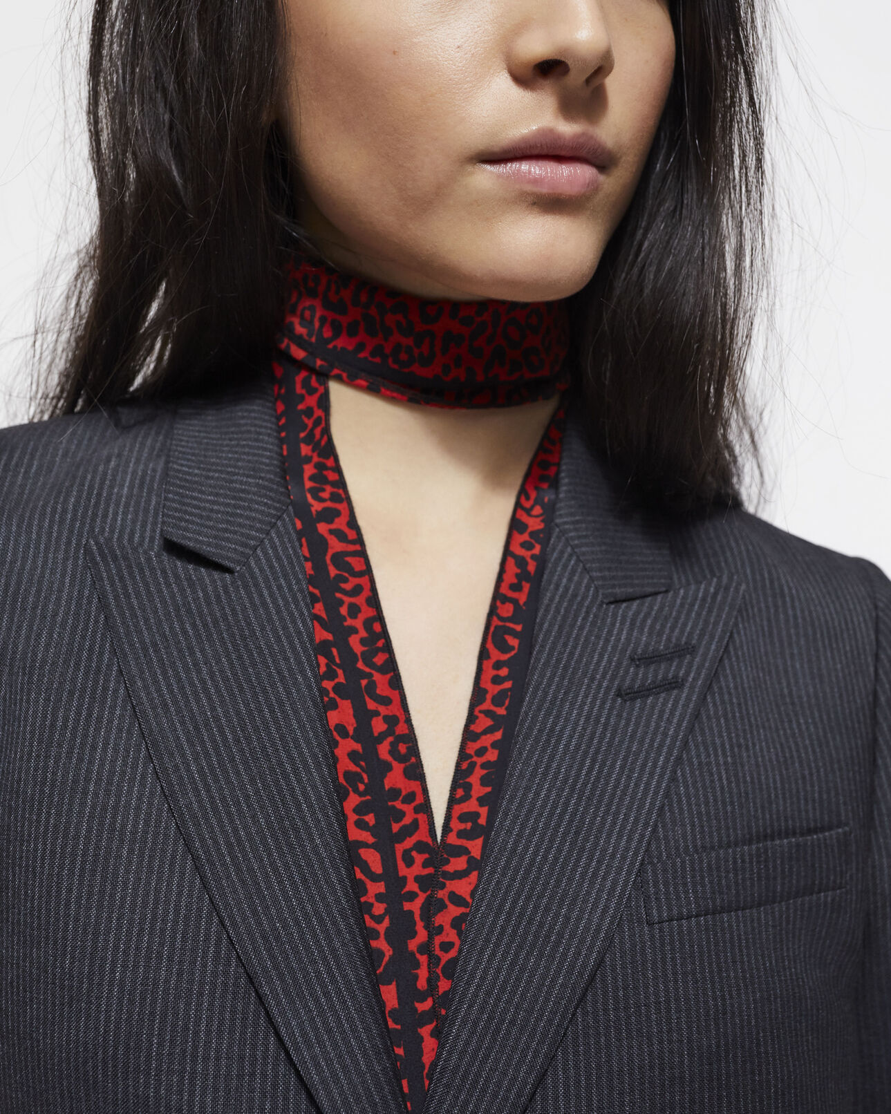 The Kooples UNISEX RED / BLACK rotes leoparden-halstuch