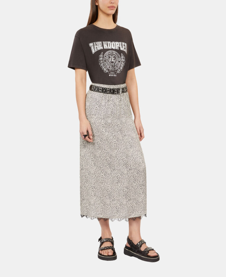 The Kooples F BLACK WHITE long printed skirt