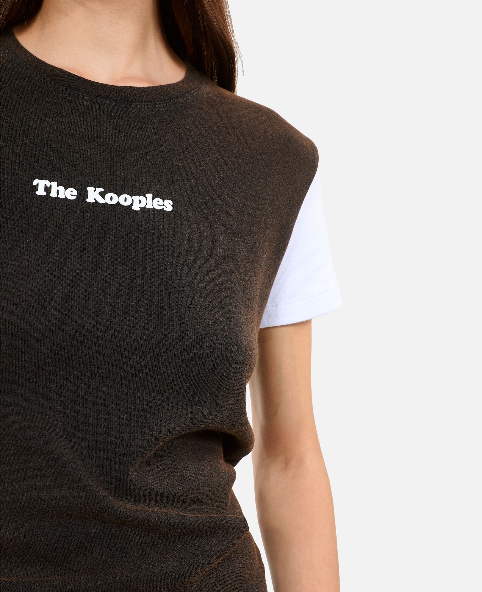 The Kooples WOMEN BROWN / BLACK dark brown logo t-shirt