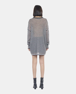 The Kooples FEMME BLACK / WHITE pull en mohair et laine &agrave; rayures