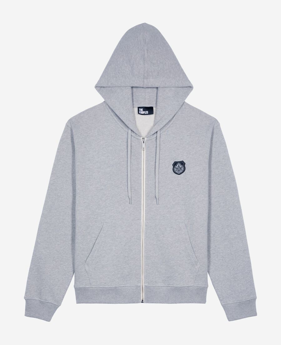 The Kooples MEN GREY MELANGE grey blazon hoodie