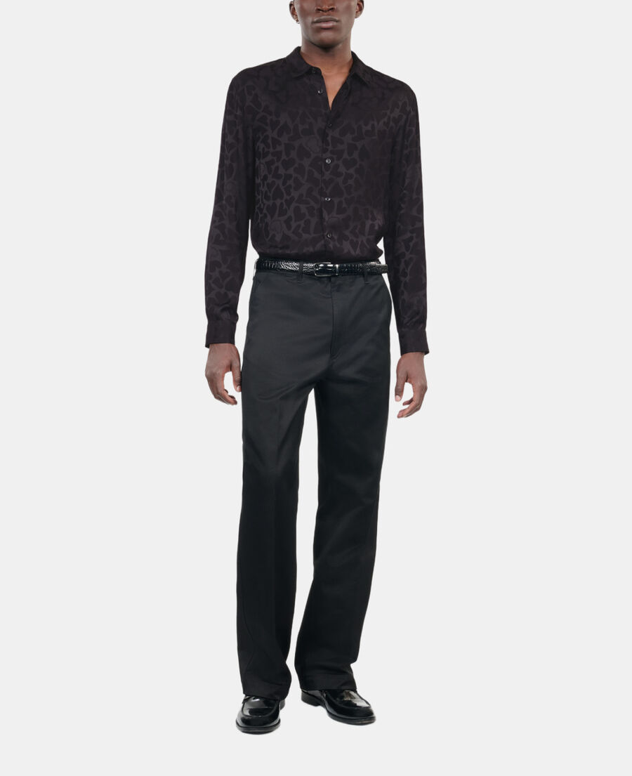 The Kooples MEN BLACK black jacquard shirt with hearts