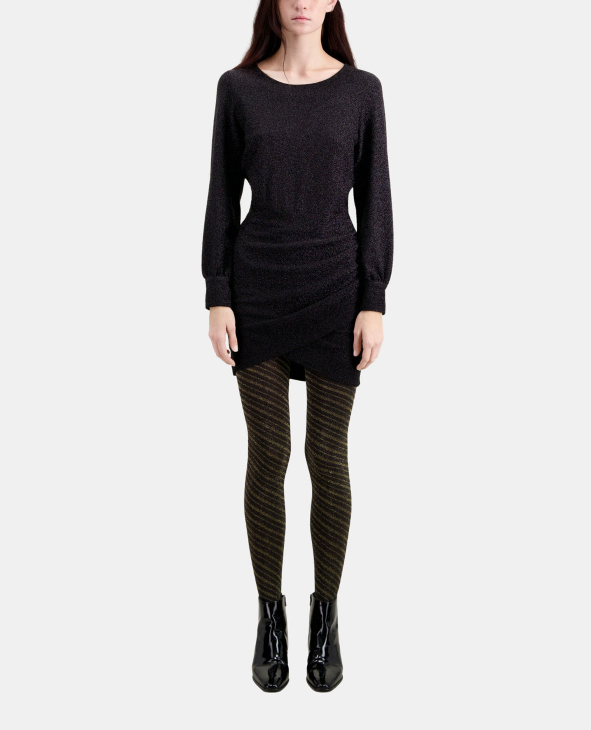 Short black glitter effect dress, BLACK, hi-res image number null