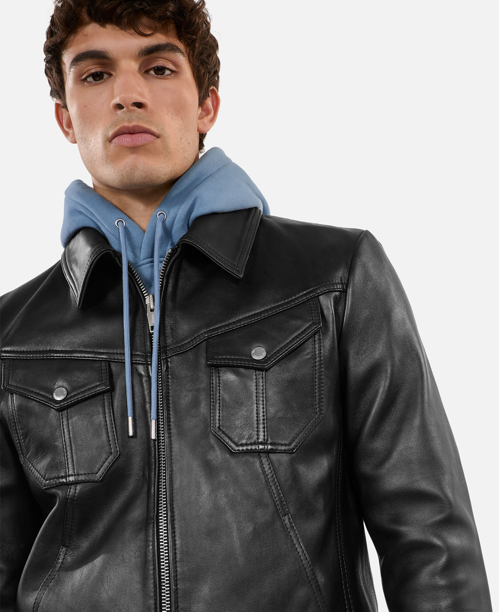 The Kooples MEN BLACK black leather jacket