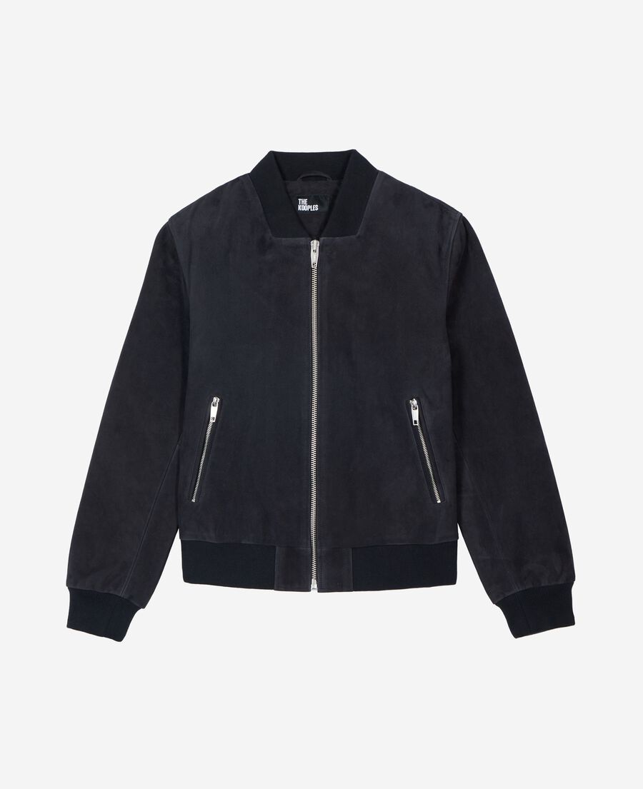 The Kooples HOMME DARK NAVY bombers en su&egrave;de bleu
