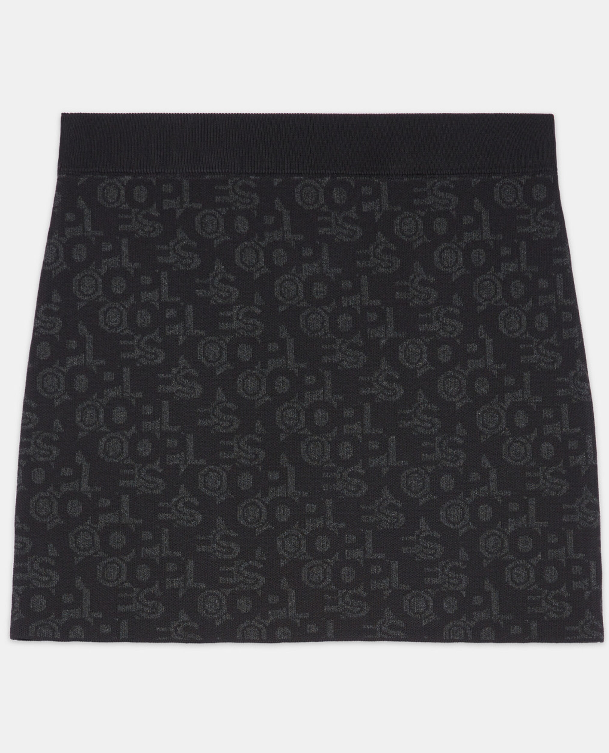 Short black skirt with The Kooples logo, BLACK DARK GREY, hi-res image number null