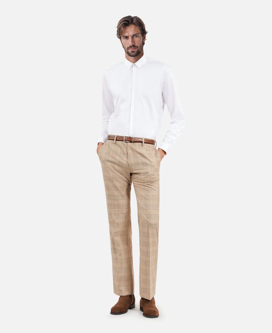 The Kooples HOMME BEIGE-BROWN pantalon de costume prince de galles beige