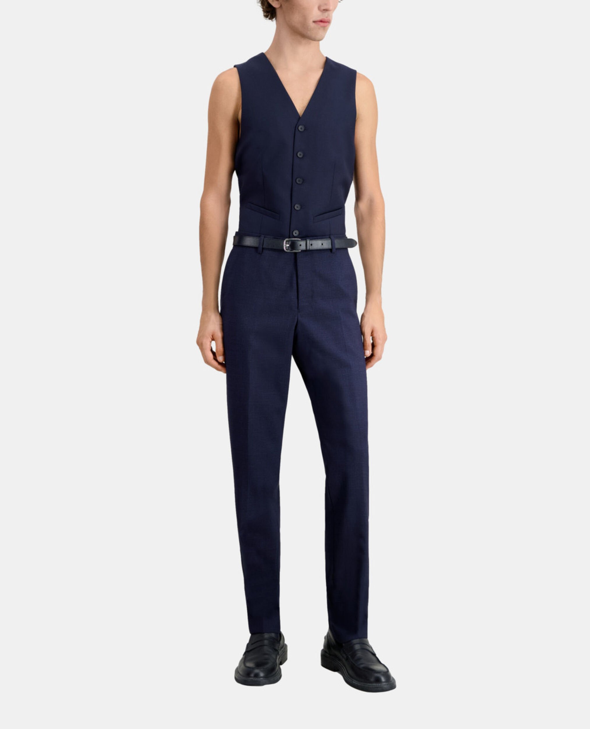 Marineblaue Anzughose aus Wolle mit Motiven, NAVY / BLACK, hi-res image number null