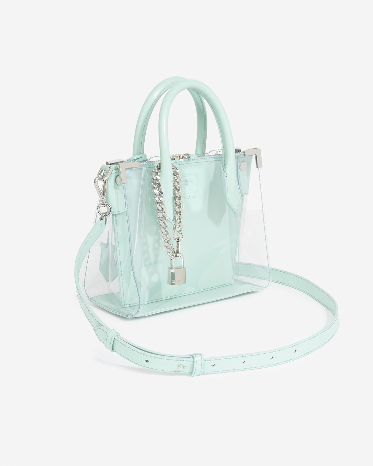 The Kooples MUJER MINT bolso mediano transparente piel verde ming