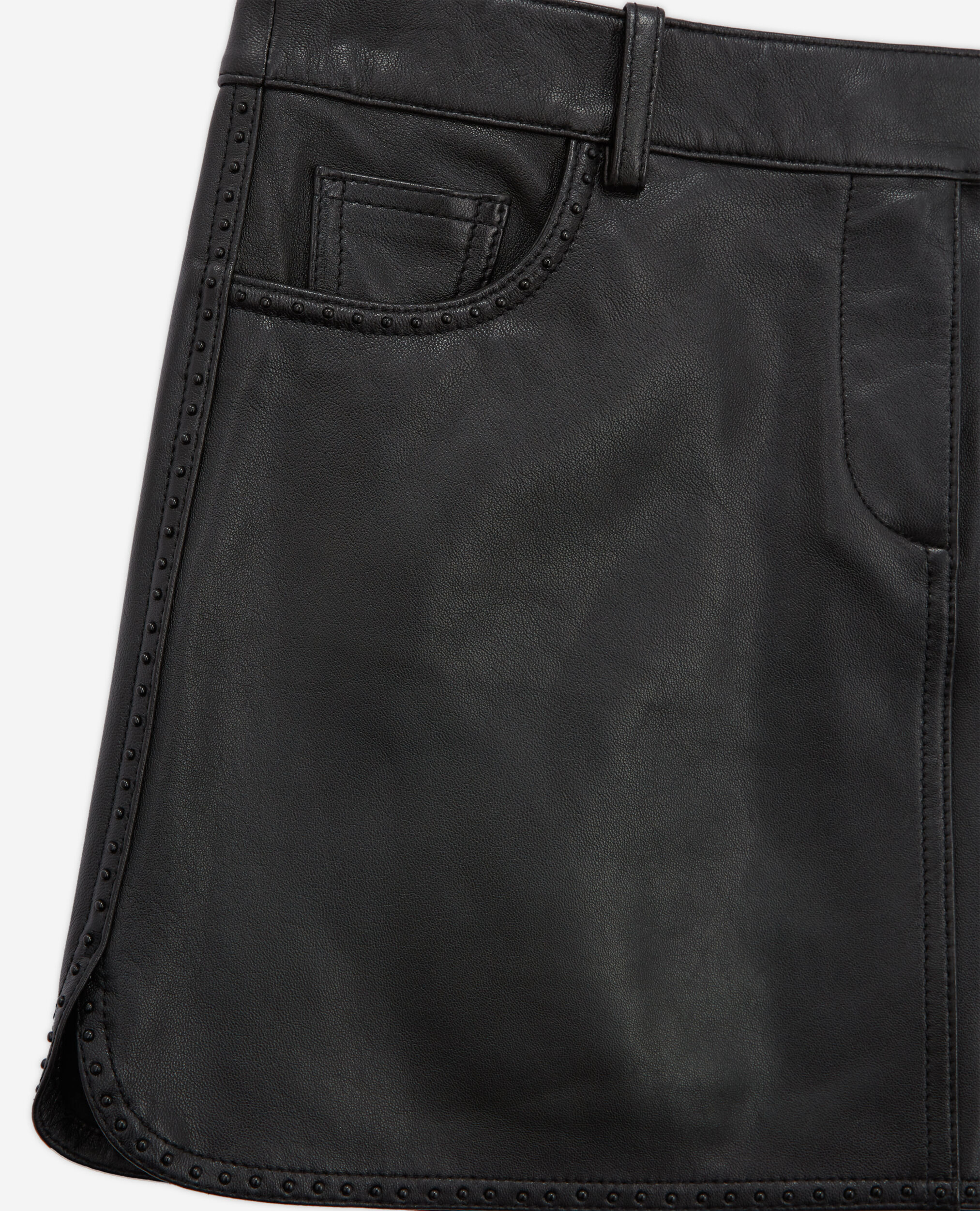 Black leather skirt with studs, BLACK, hi-res image number null
