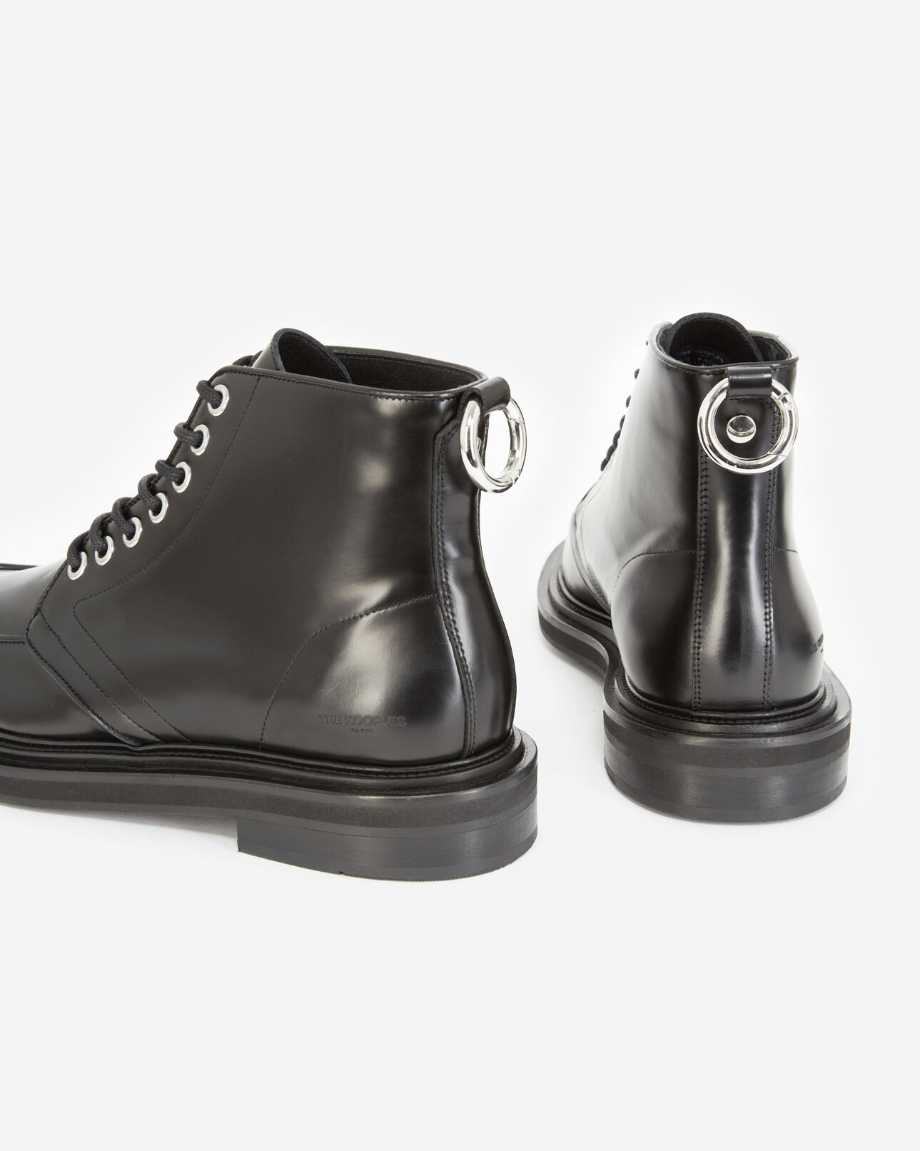 The Kooples MEN BLACK lace-up black boots in leather