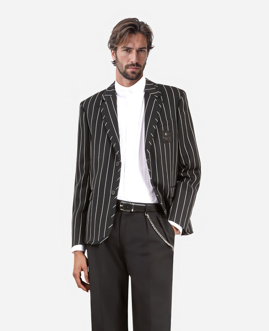 The Kooples HERREN BLACK WHITE schwarze gestreifte jacke