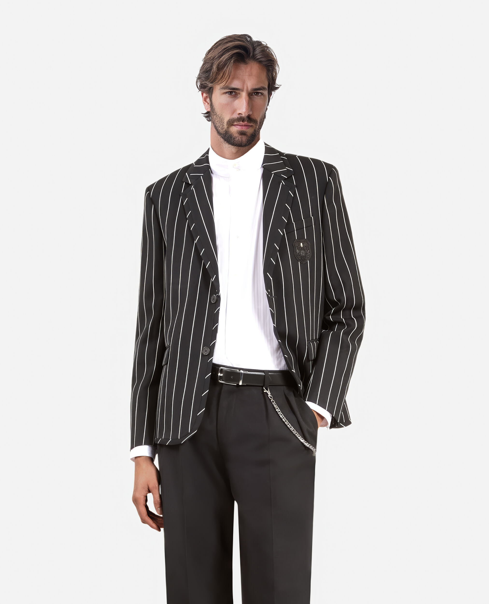 Schwarze gestreifte Jacke, BLACK WHITE, hi-res image number null