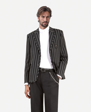 The Kooples HERREN BLACK WHITE schwarze gestreifte jacke