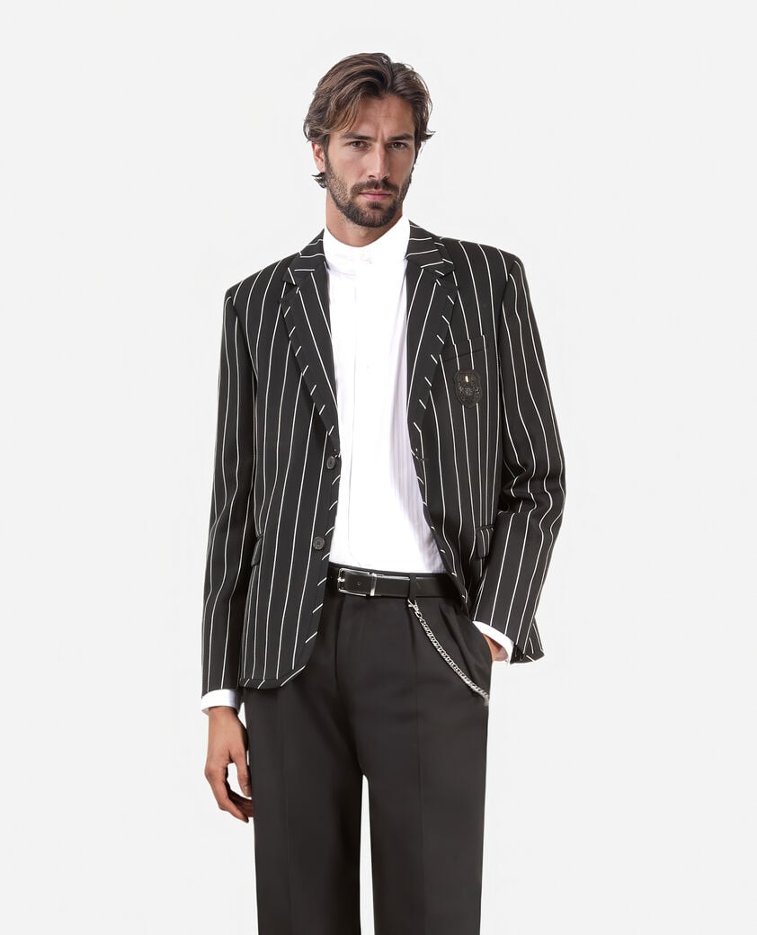 The Kooples HERREN BLACK WHITE schwarze gestreifte jacke