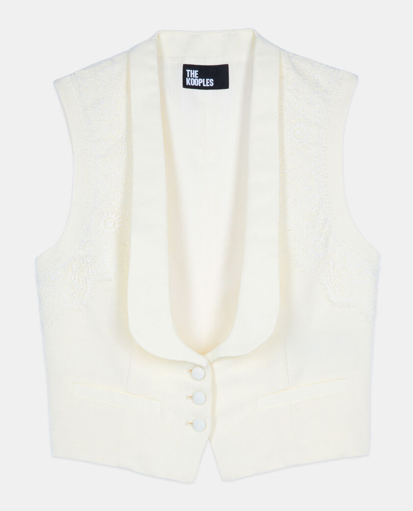 The Kooples FEMME ECRU gilet avec dentelle &eacute;cru