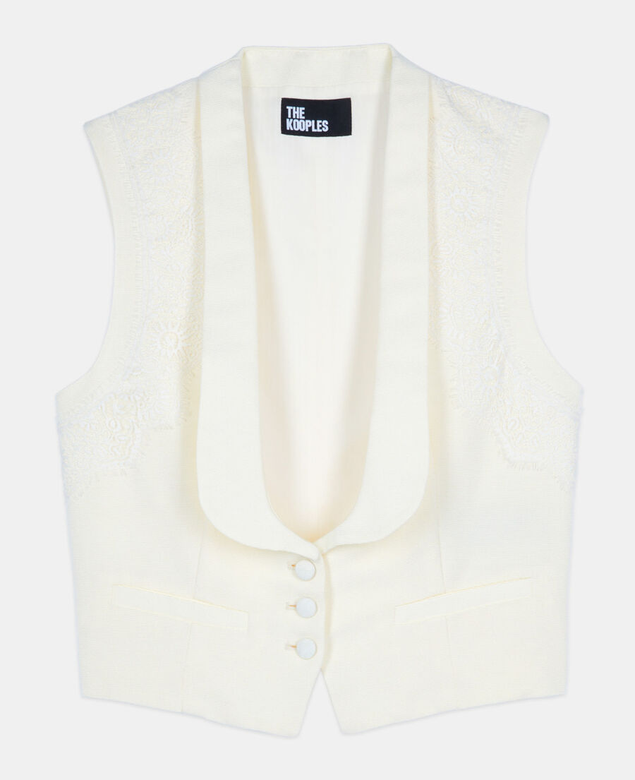 The Kooples FEMME ECRU gilet avec dentelle &eacute;cru
