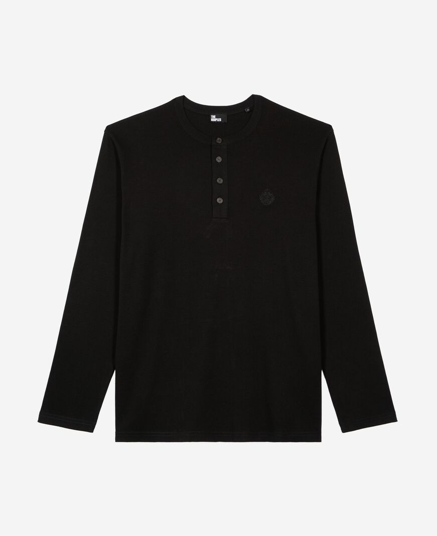 The Kooples HERREN BLACK langarmshirt mit schwarzem wappen