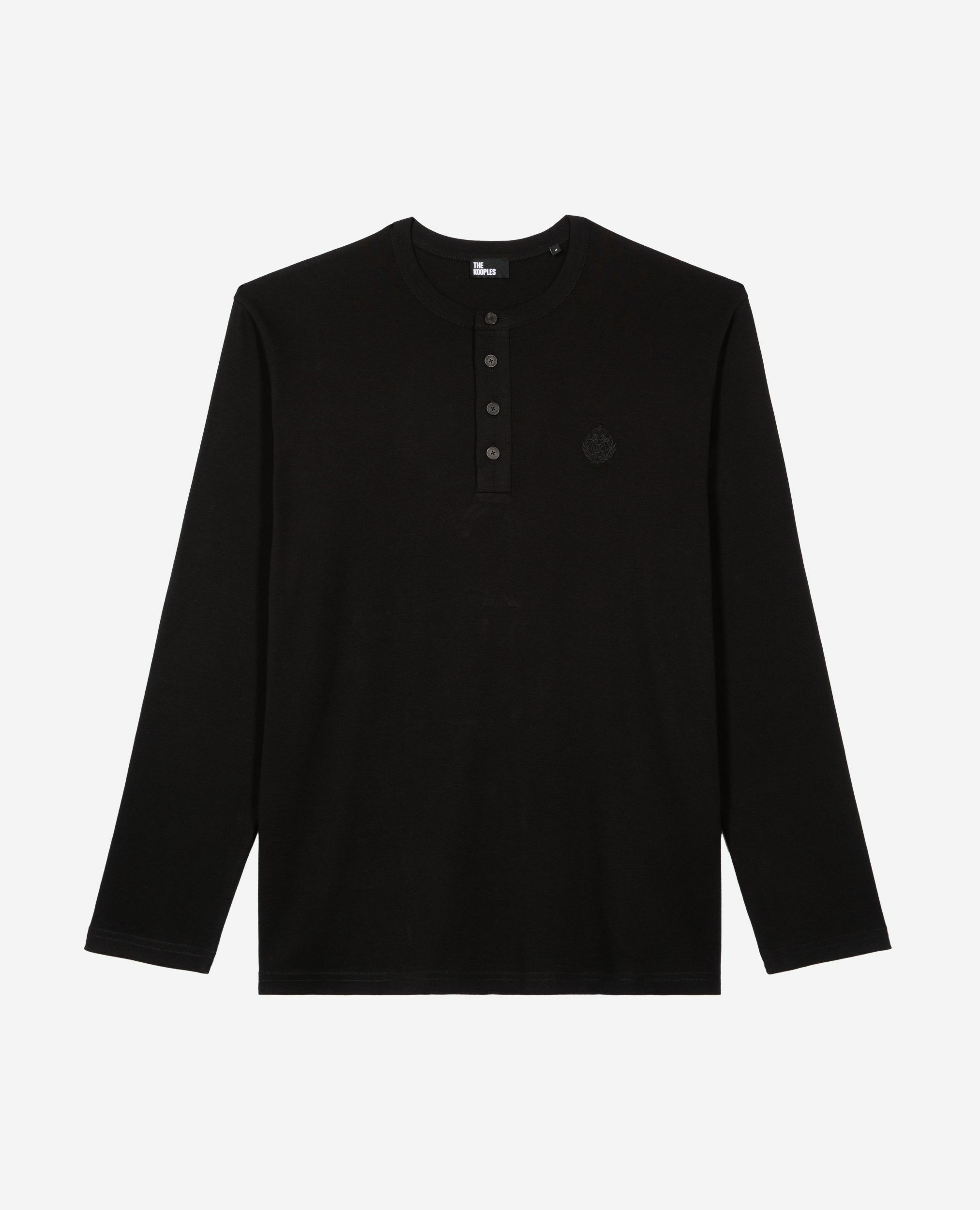 Langarmshirt mit schwarzem Wappen, BLACK, hi-res image number null
