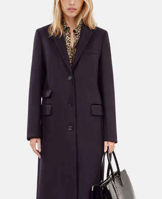 The Kooples WOMEN NAVY long navy blue wool-blend coat