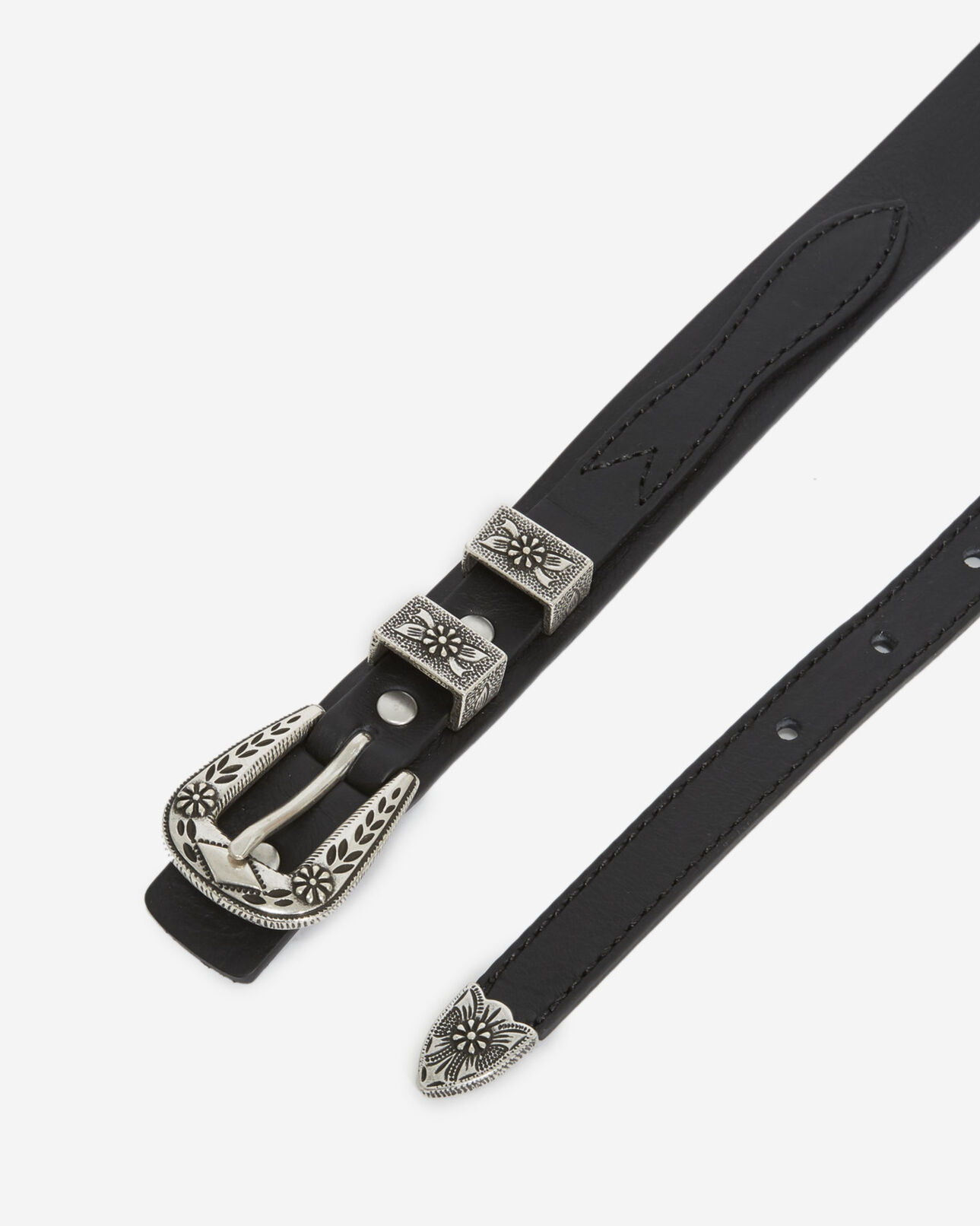The Kooples WOMEN BLACK thin grained leather belt