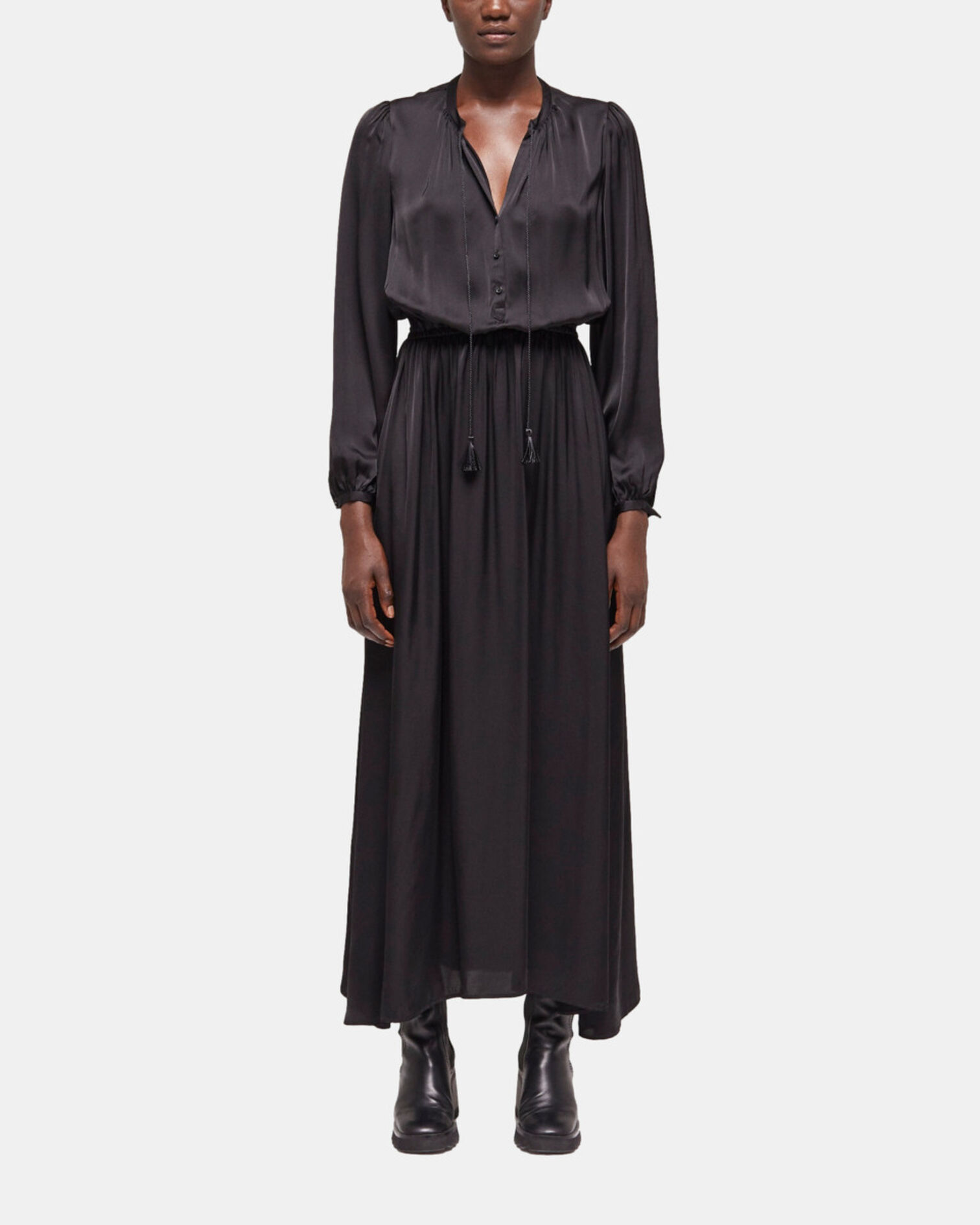 Robe longue noire, BLACK, hi-res image number null