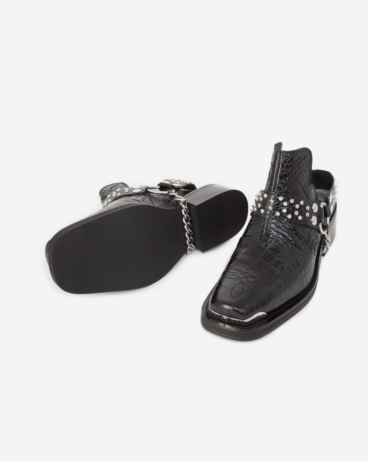 The Kooples FEMME BLACK mules cuir noires détail western amovible