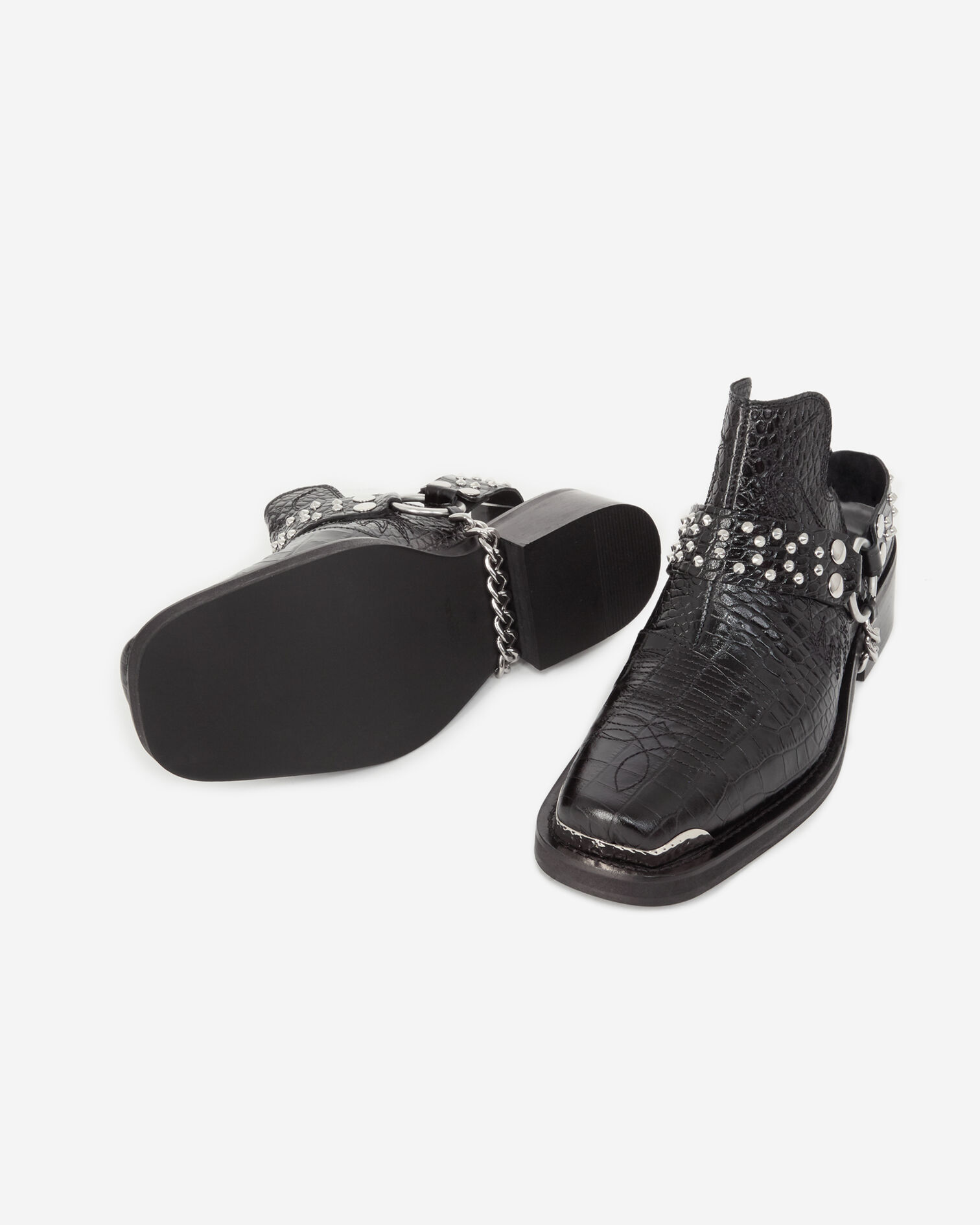 Mules cuir noires détail western amovible, BLACK, hi-res image number null