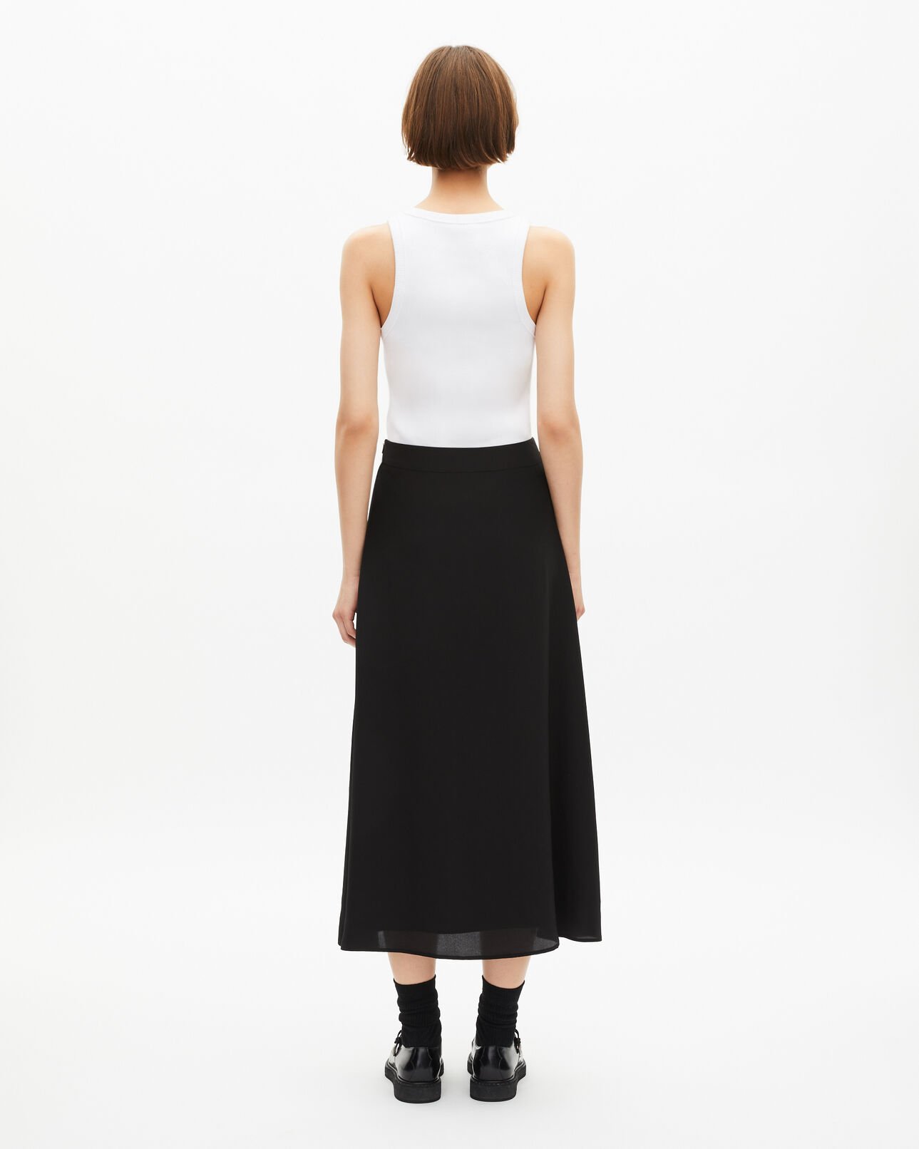 The Kooples FEMME BLACK jupe longue en soie noire