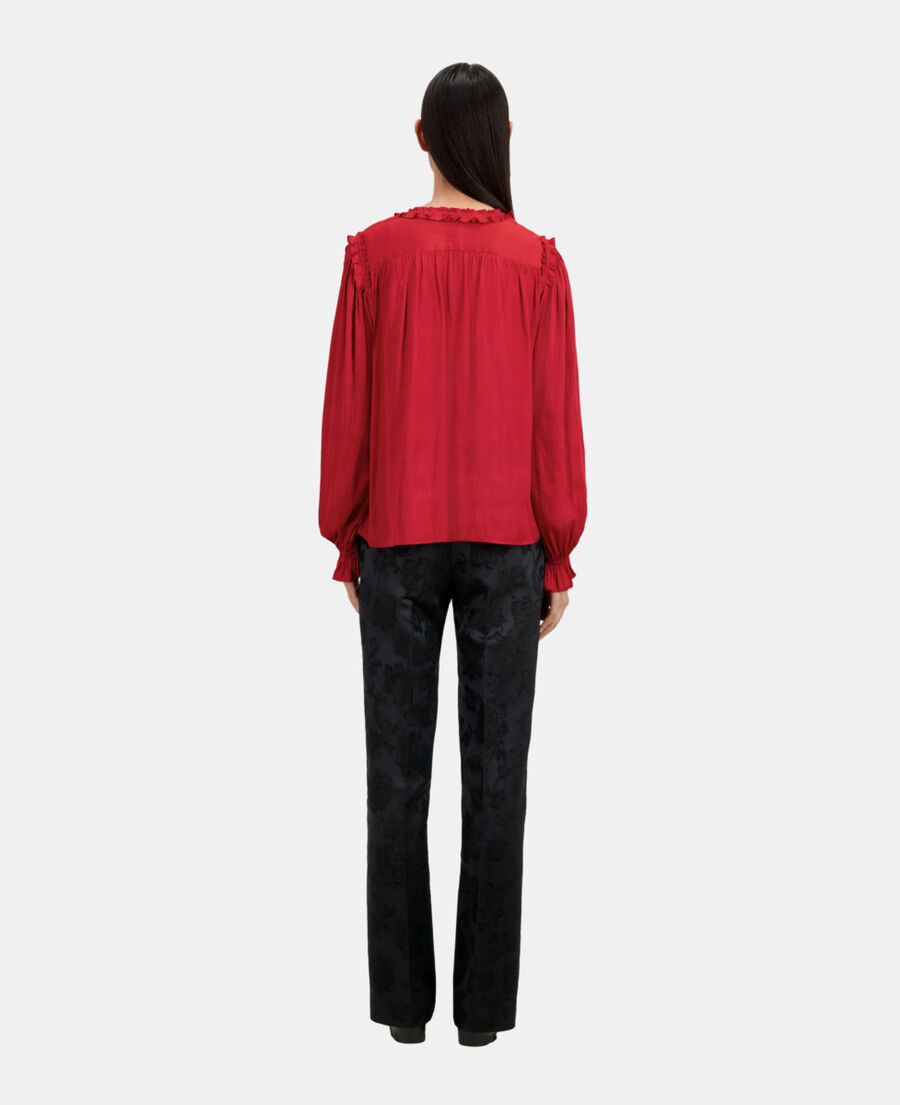 red top with shirring