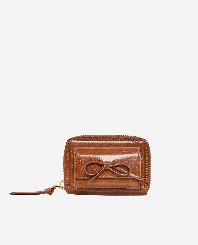 The Kooples WOMEN BROWN amelia brown leather coin purse