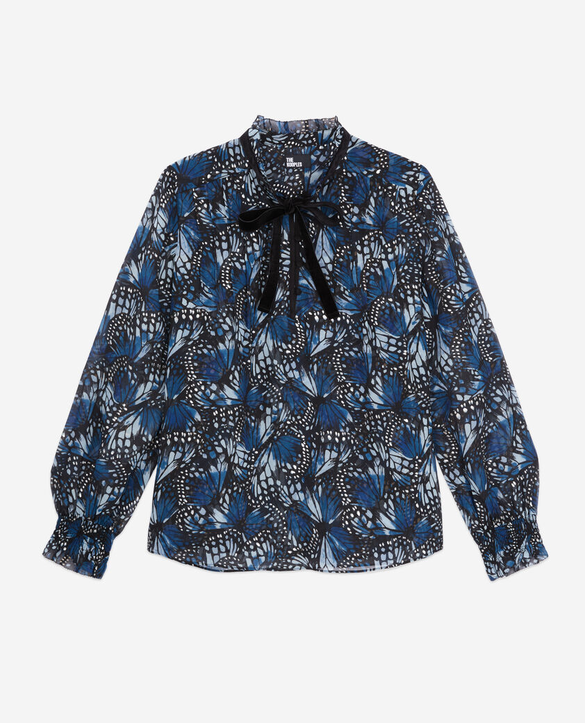 The Kooples WOMEN BLUE printed top with pleating