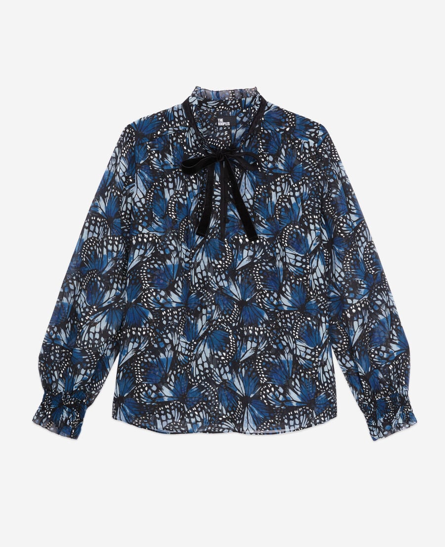 The Kooples WOMEN BLUE printed top with pleating
