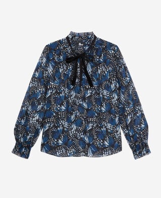 The Kooples WOMEN BLUE printed top with pleating