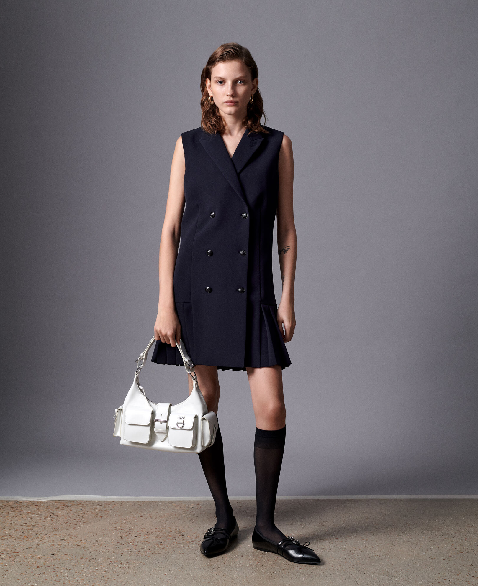 The Kooples WOMEN NAVY short navy blue tailored dress