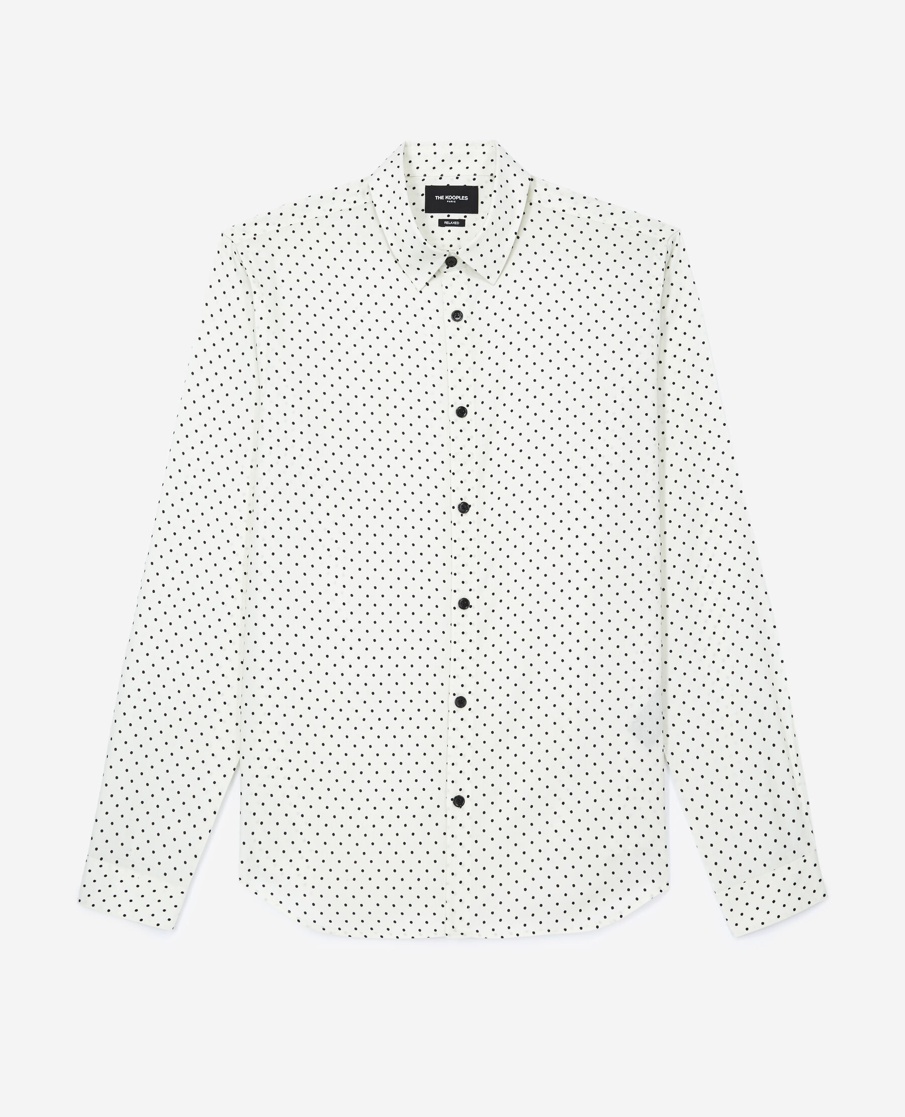 White shirt with clearance small black polka dots