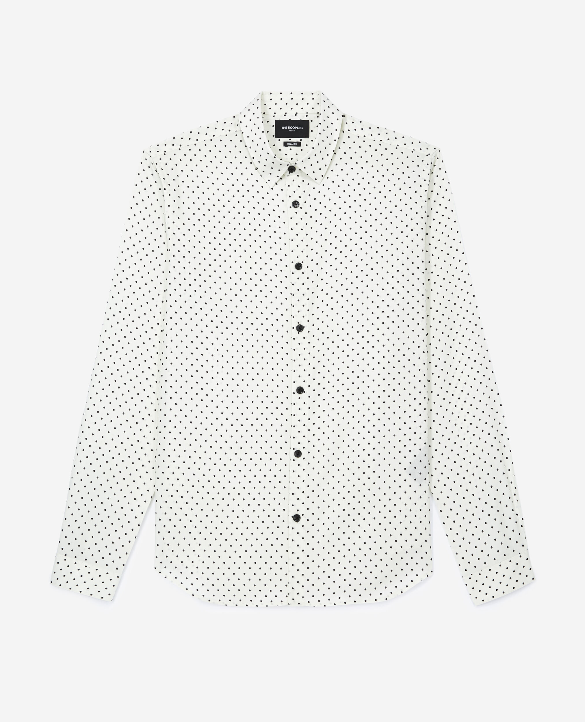 Slim-fit ecru shirt with black polka dots, ECRU BLACK, hi-res image number null