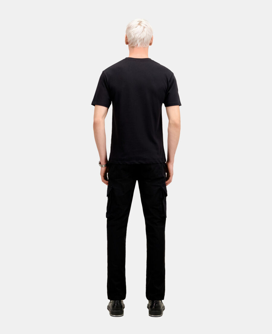 men's black t-shirt with flower embroidery
