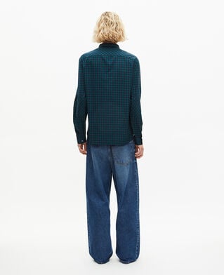 The Kooples HOMME NAVY-GREEN chemise à petits carreaux marine et verte
