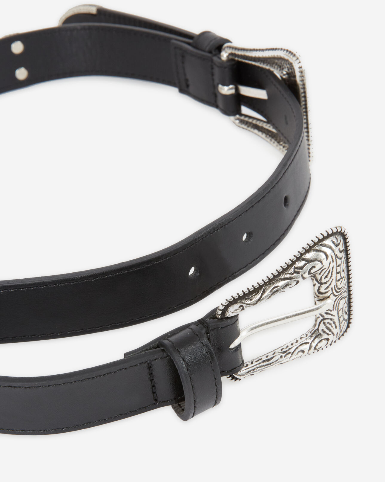 The Kooples FEMME BLACK ceinture double boucle western noire