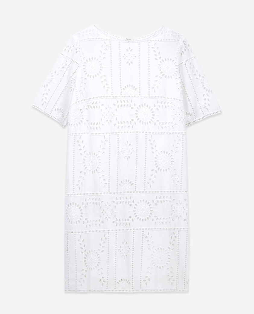 The Kooples WOMEN WHITE short white embroidered dress with crew neck