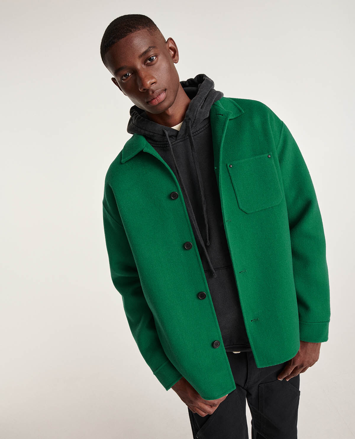 Green wool shirt best sale