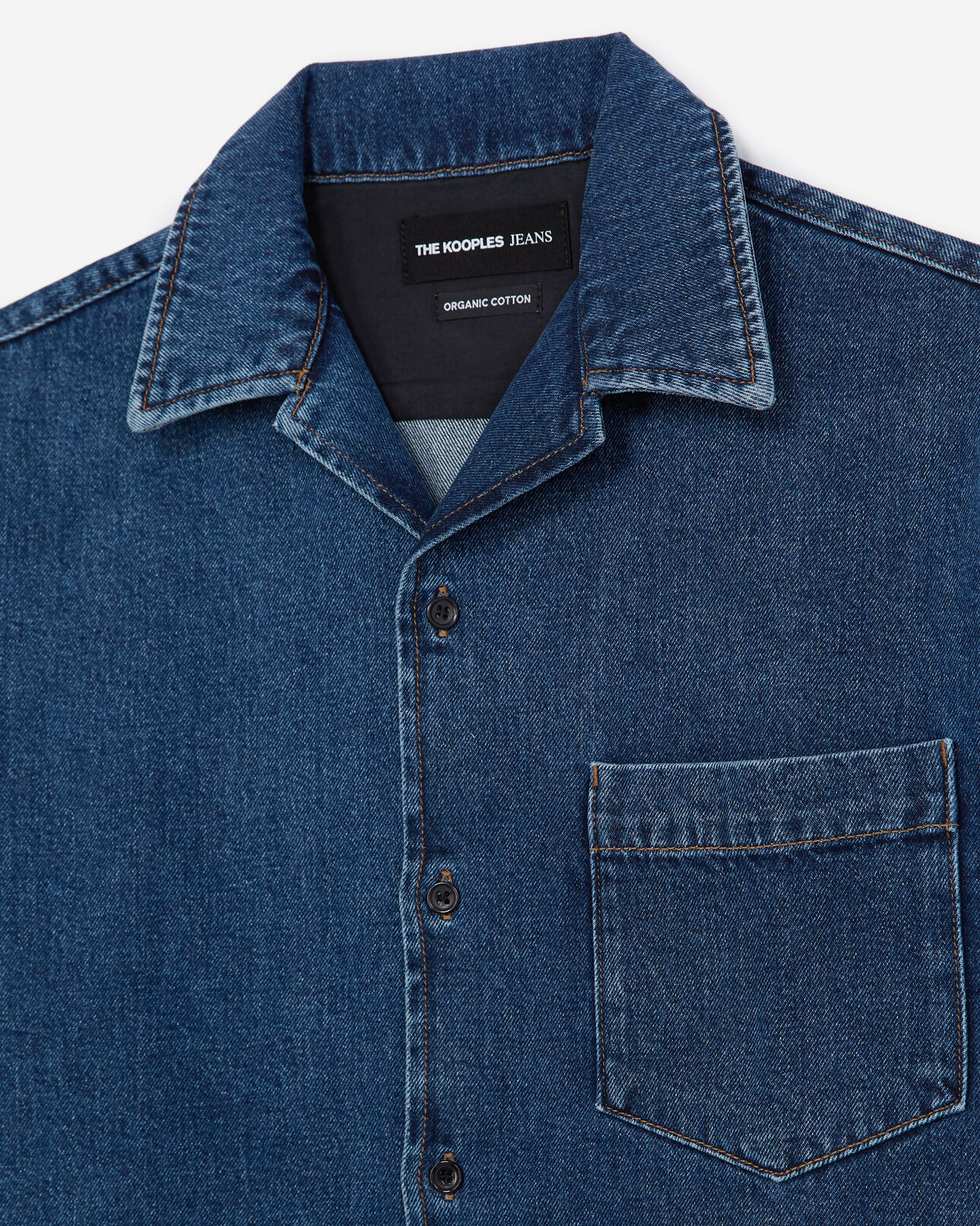 The Kooples MEN BLEU INDIGO blue denim shirt with pockets