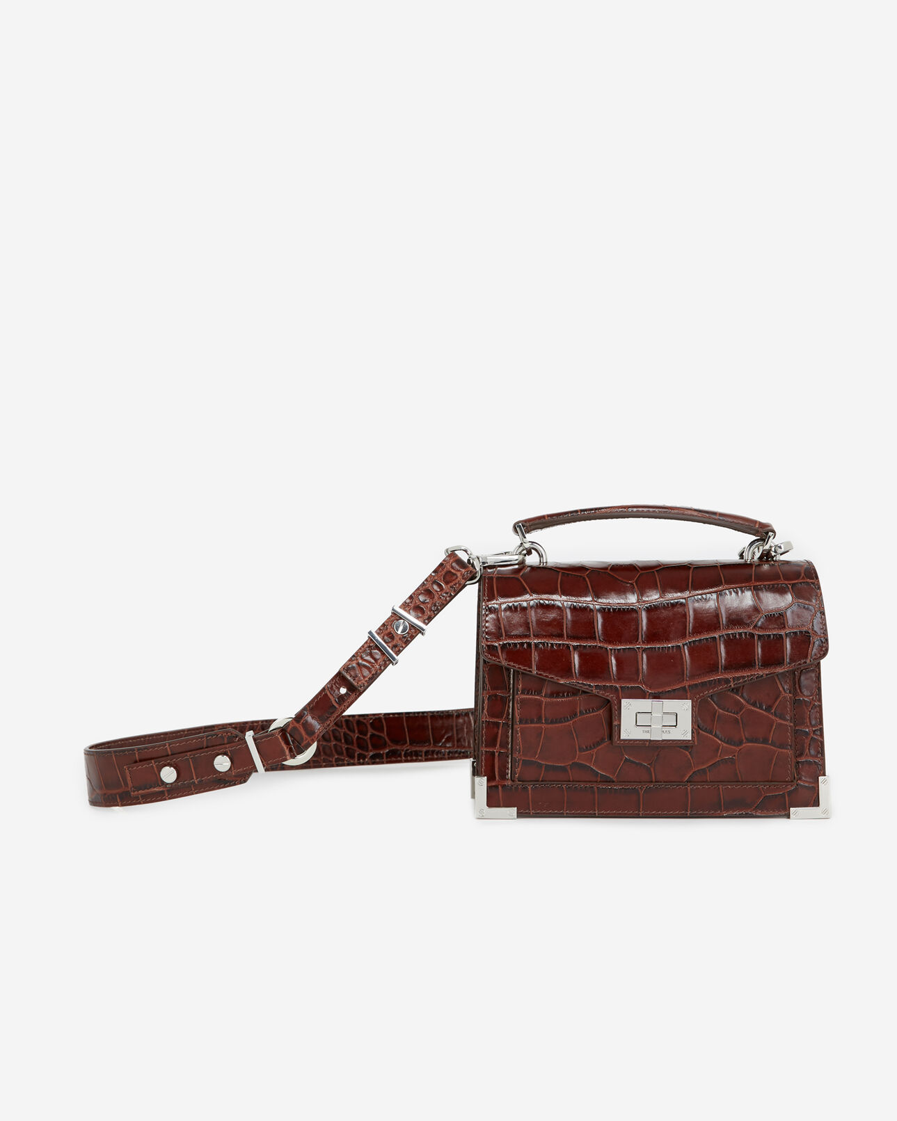 The Kooples DAMEN DARK BROWN mini-handtasche emily leder krokooptik