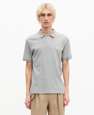 The Kooples H GREY MELANGE honeycomb polo shirt with grey crest