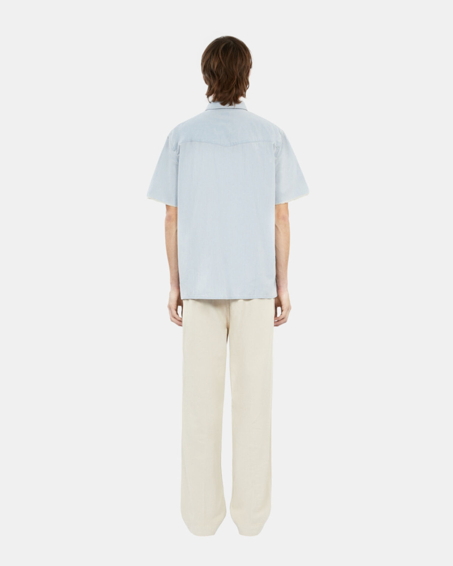Short-sleeved denim shirt, LIGHT BLUE, hi-res image number null