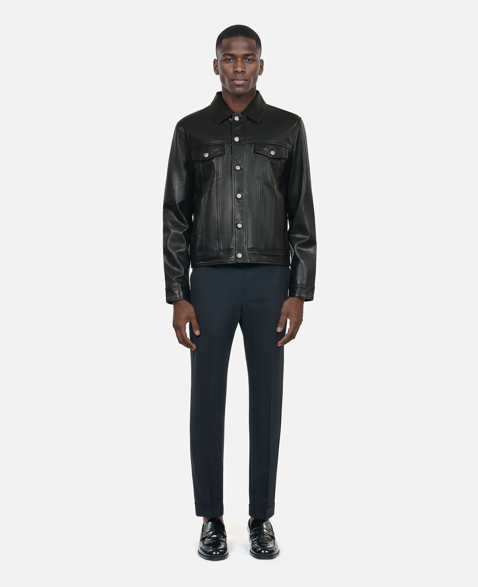 The Kooples HOMME BLACK blouson en cuir noir